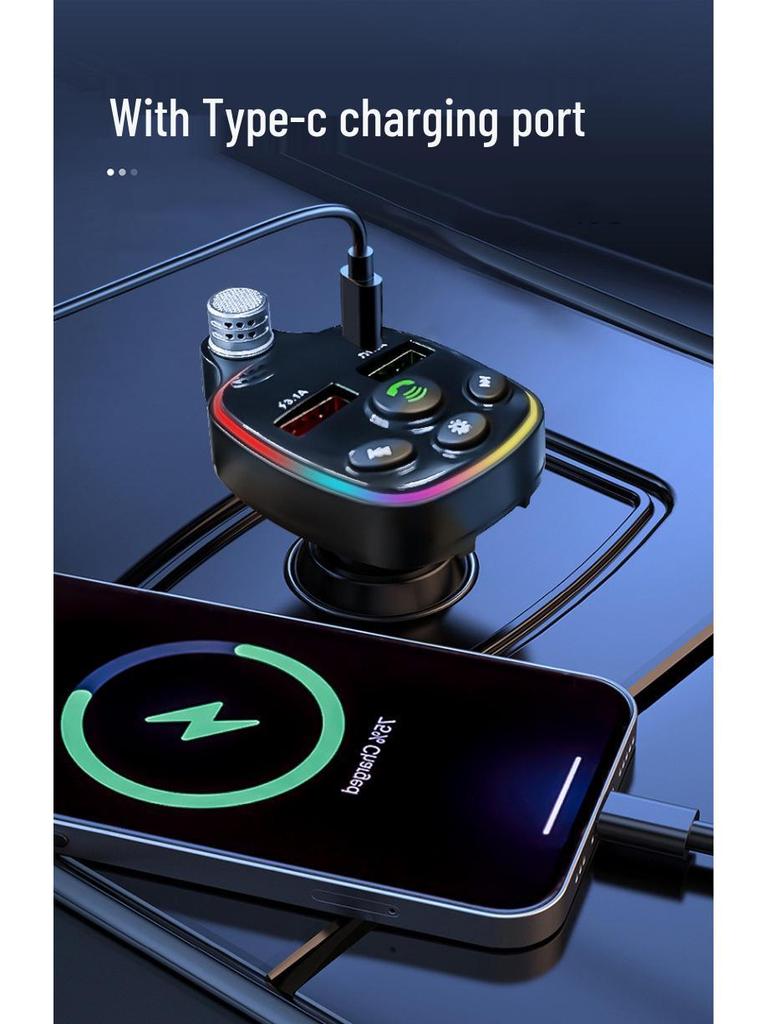 Q11 Bluetooth MP3 Car Charger with Atmosphere Light and Dual PD Fast Charge