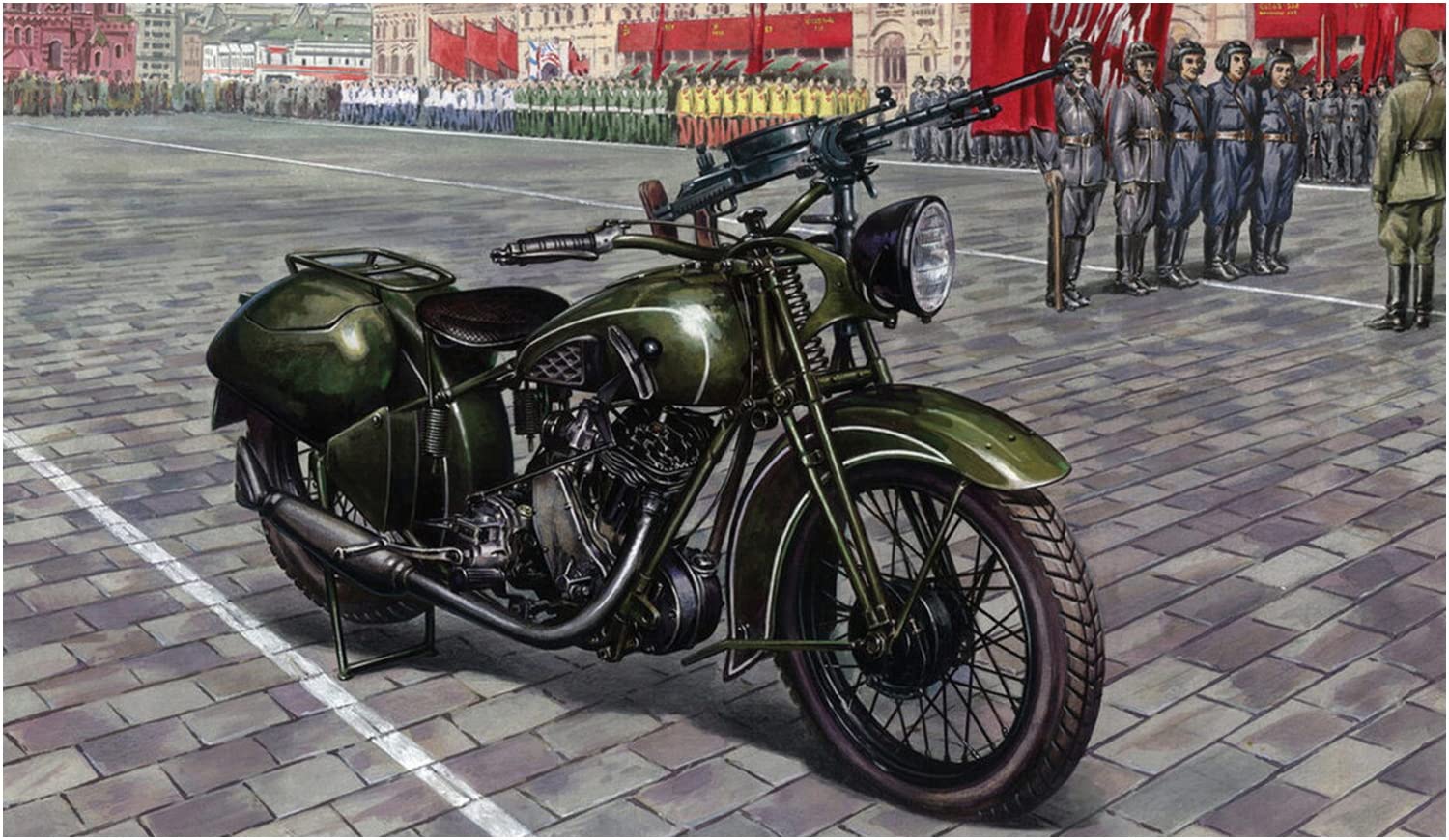 

AIM Модель вентилятора Советская армия Военный мотоцикл Травленые спицы Пластиковая модель AF35001 1/35 ТИЗ-АМ-600