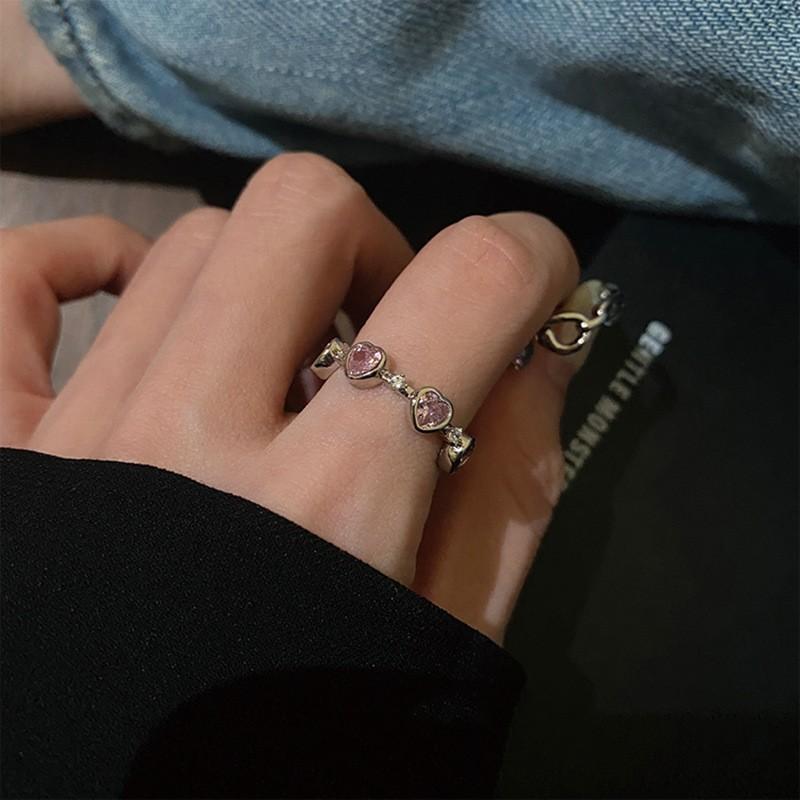 Exquisite Heart Ring For Women Adjustable Open Design Trendy Korean Style Fashion Jewelry