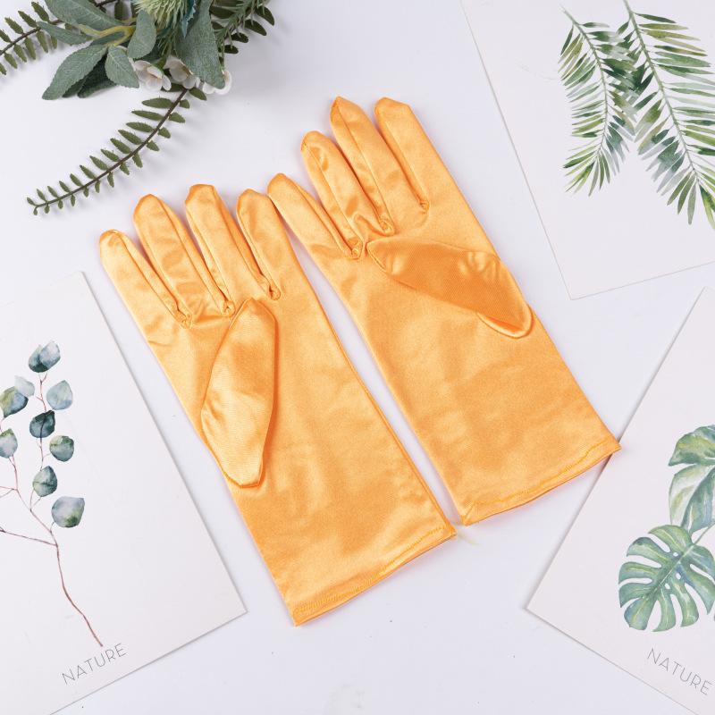 23cm 38cm 55cm Women Imitation Satin Silk Smooth Solid High Elasticity Stage Performance Dinner Etiquette Multicolor Gloves