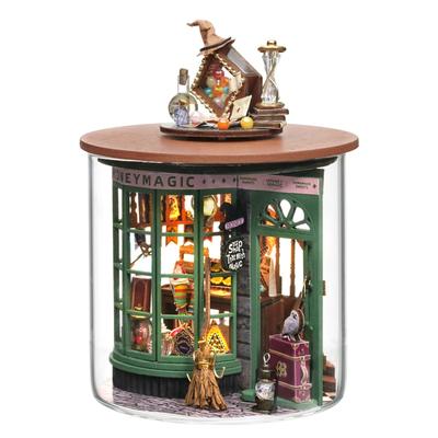 Spilay DIY Wooden Magic Miniature Dollhouse Handmade Kit Furniture Set Decor Ornaments Housewarming Creative Dust Cover LED 3D Puzzle Toys for Lovers