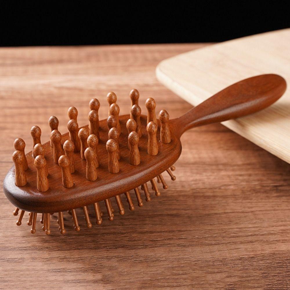 Golden Silk Sandalwood Air Bag Comb Double Sided Massage Wood Comb Air Cushion Comb  Curly Hair
