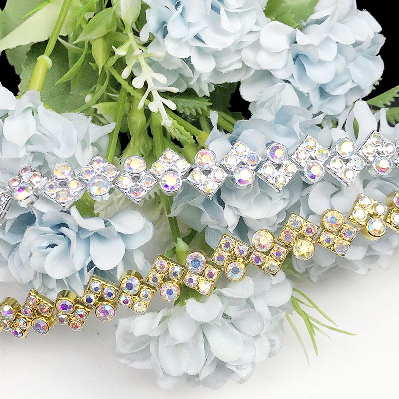 1.2cm Rhinestone Embroidered Chain Lace, Miao Ethnic Waist Decor, DIY Clothing Accessory - 9 Meters