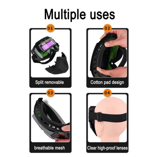 Welding Helmet with Goggles Heat-Resistant Face Mask Split Removable Welding Shield for Eye Protection