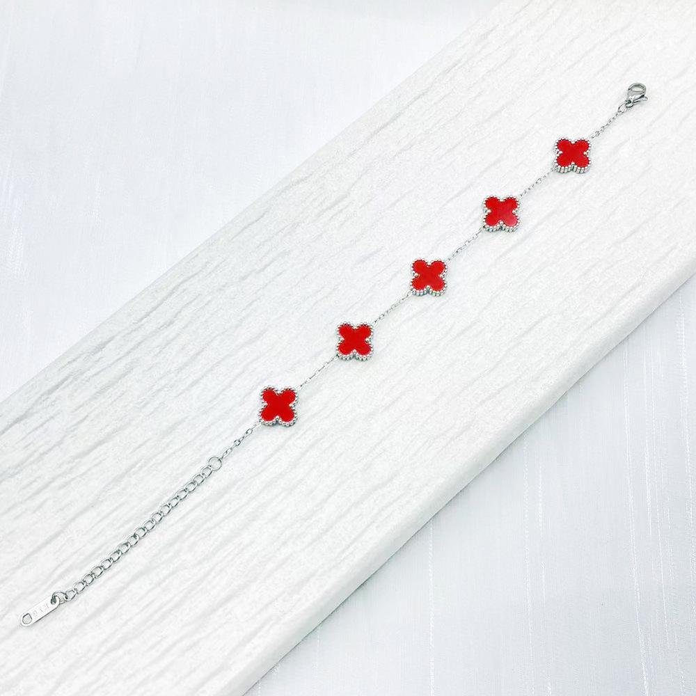 13mm Non-Fading Stainless Steel Four-Leaf Clover Bracelet for Women - Fresh Style