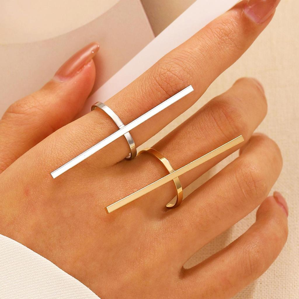 Unisex Geometrischer Ein-Wort Offener Doppelring - Kleiner Finger, Herren & Damen