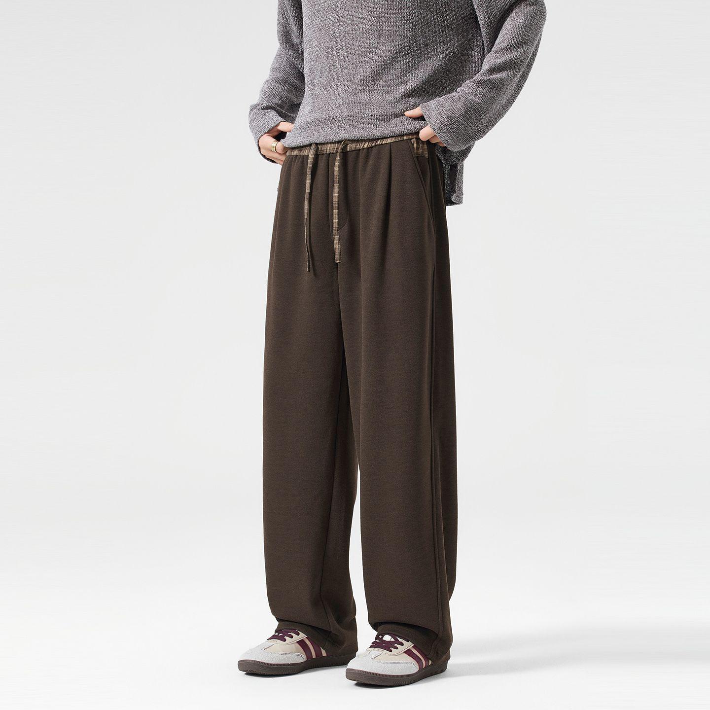 

Men s New Warm Wide-Leg Wool Knit Sweatpants - Thick, Versatile, High-Street Casual Pants XL