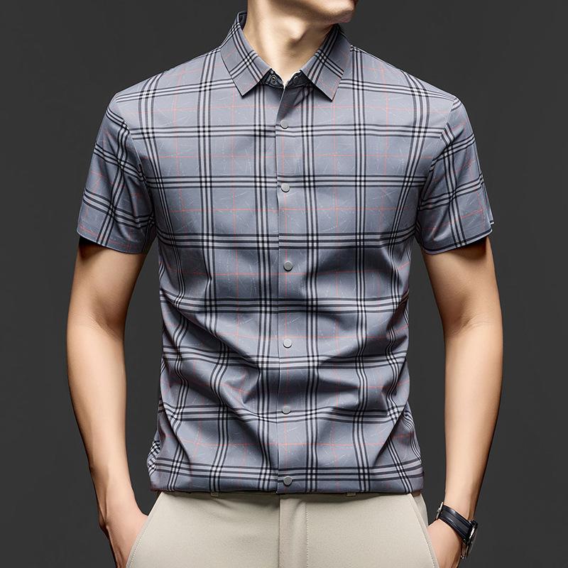 Printed Short Sleeve Shirt Business Casual Summer Breathable Men s Shirt M