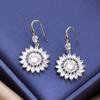 French Style Sunflower Zircon Earrings - Elegant Round Design for Weddings & Christmas Gifts