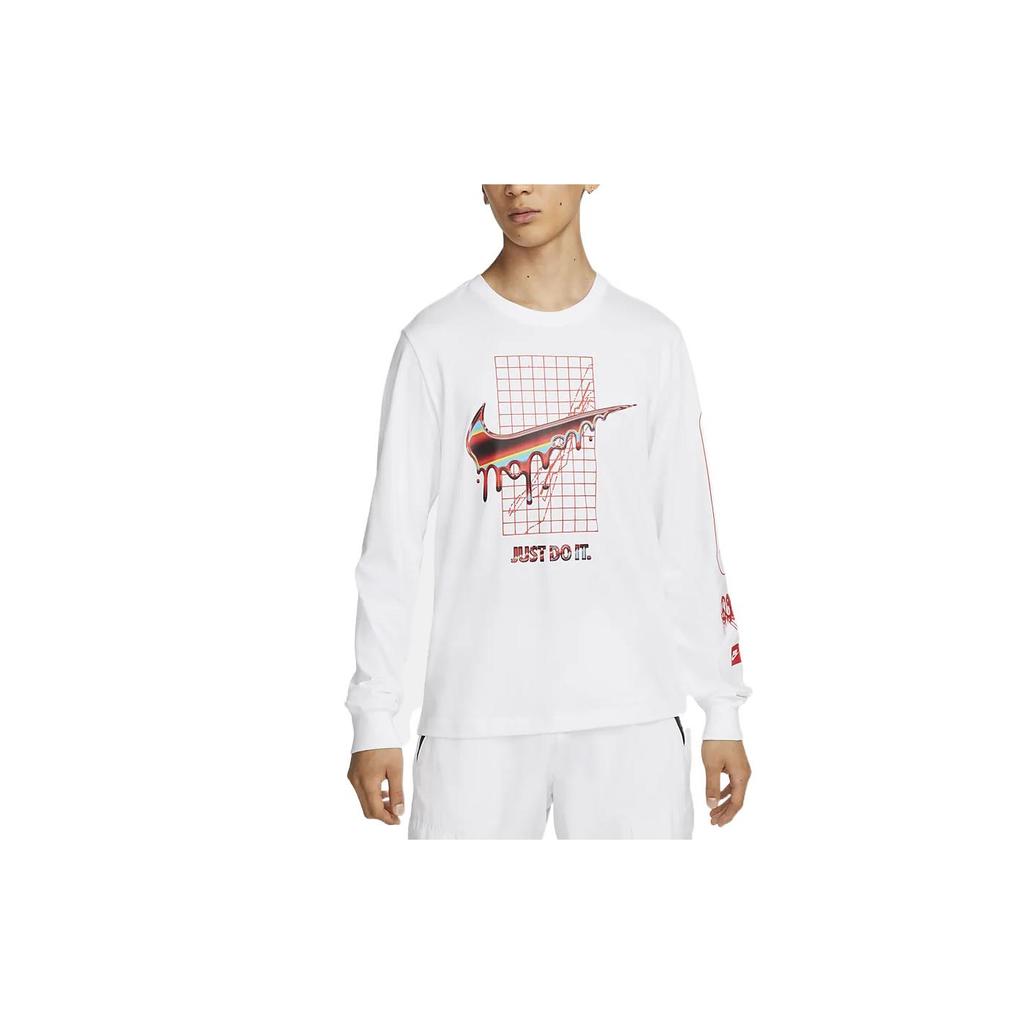 Nike T Shirts Men's White Crew Neck Moderate Straight Fit DR8075-100