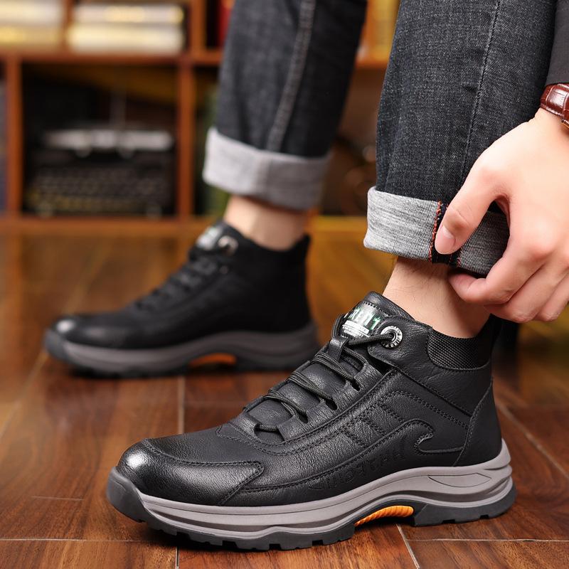Men's Boots Cotton Shoes High-top Business Casual Martin Boots Velvet Cotton Boots Outdoor Warm Snow Boots Middle-aged and Elderly Father Shoes
