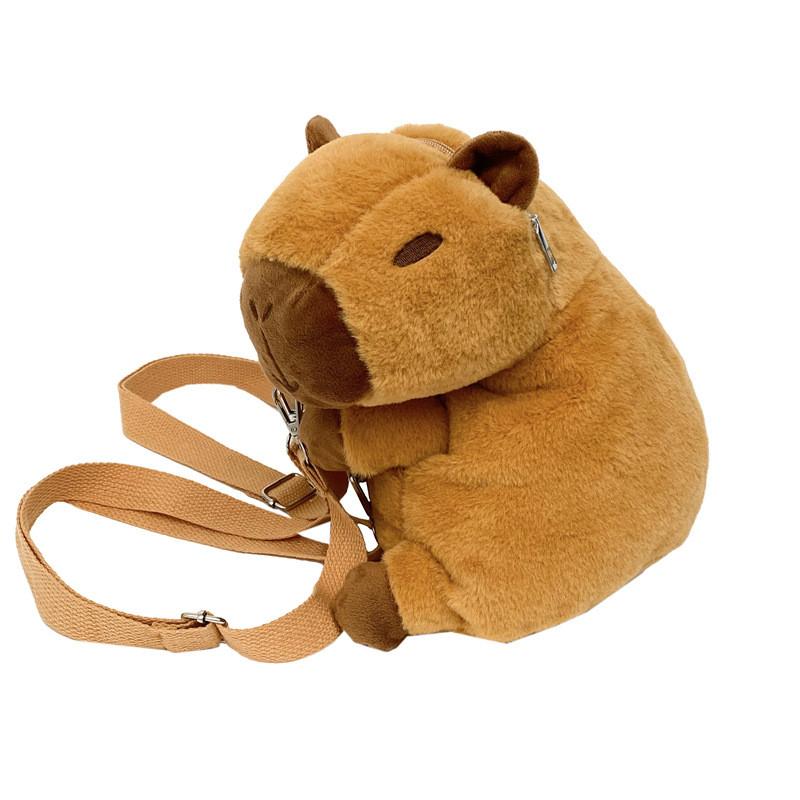 Capybara Plush Water Animal Backpack With Zipper Closure For Casual Daily Use