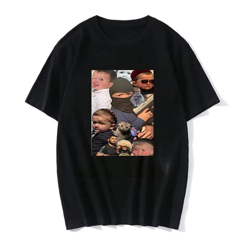 Hasbulla Fighting T Shirt Men Russia Classic Mini Khabib Blogger Graphic T-shirts Women Funny Streetwear Tops Tees Shirts S