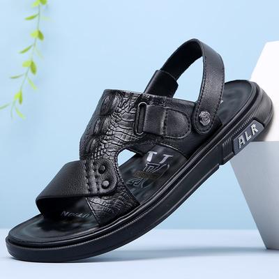 Echtes Leder Herren Sandalen Luxus Krokodilmuster Herren Hausschuhe Outdoor Komfort Strandschuhe Mode Weiche Sohle Herren Sandalen Neu