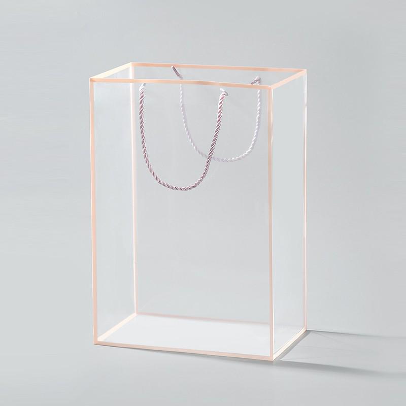 

Patterned Border Transparent Flower Tote Bag with Display Window for Small Bouquets 24x35x15 cm