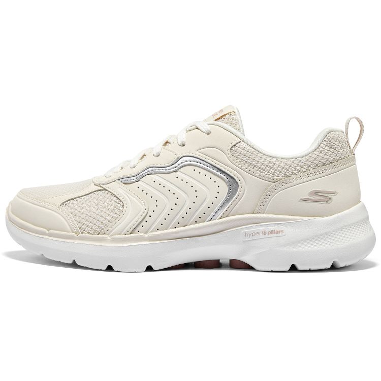 Skechers Go Walk 6 Women White Low Top Running Shoes Comfort Sport Wear Resistant 124633-OFWT 35
