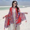 Outdoor Leisure Play Ethnic Style Cloak Comfortable Breathable Vacation Scarf Large Cloak Beach Seaside Travel Shawl