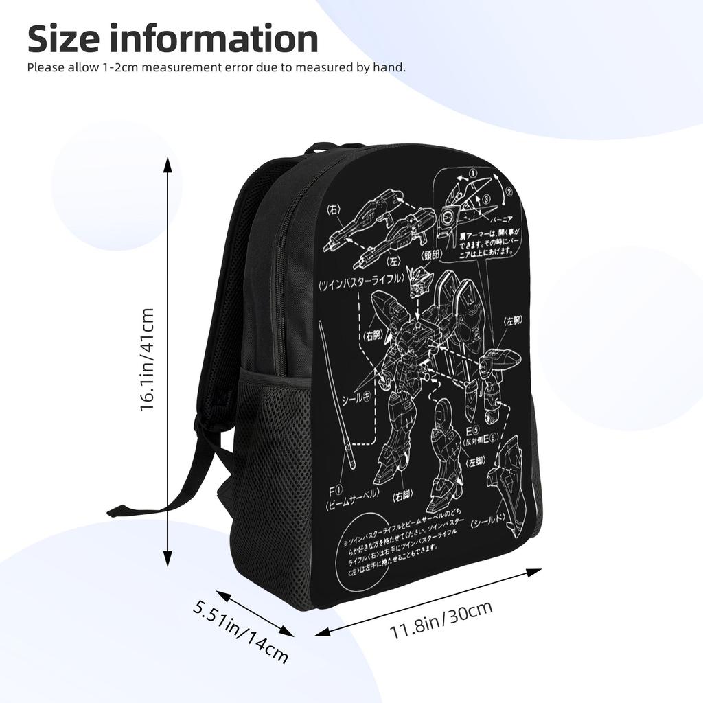 Gundam Backpack Women Men Polyester University Backpacks Pattern Aesthetic High School Bags Rucksack