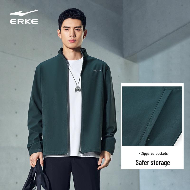 2026 Hongxing Erke Men's Water-Repellent Stand Collar Windbreaker Jacket for Autumn/Winter