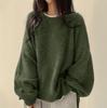 Maglioni da Donna Vintage Autunno Inverno Manica a Lanterna Nera Pullover in Maglia Oversize Coreani Monocolore Base