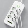 1PC Portable EU Plug Power Strip, 3/6 Widely Outlets with 5 USB Ports (1 USB C), Extension Socket for Travel Office Dorm Home