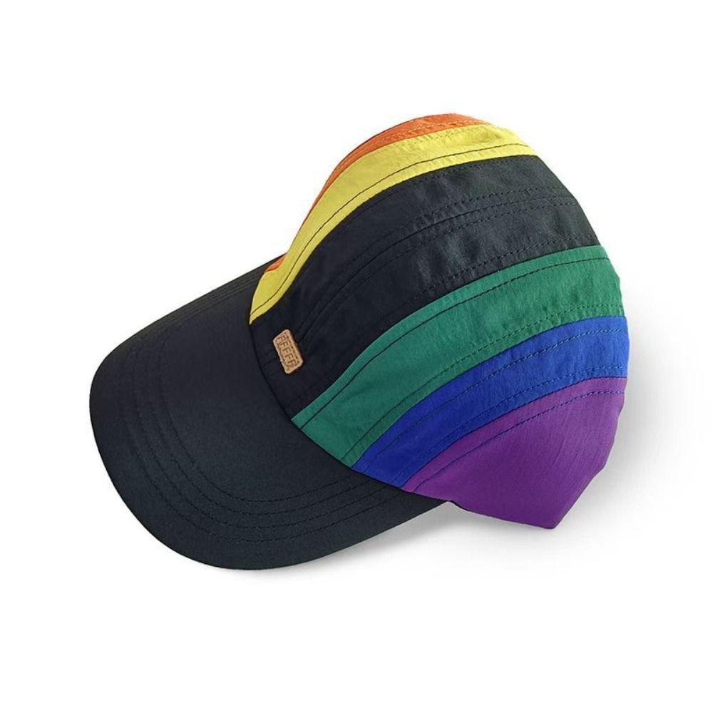 UV Protection Rainbow Baseball Caps Color Matching Men Sun Hats Snapback Cap  Outdoor Sports