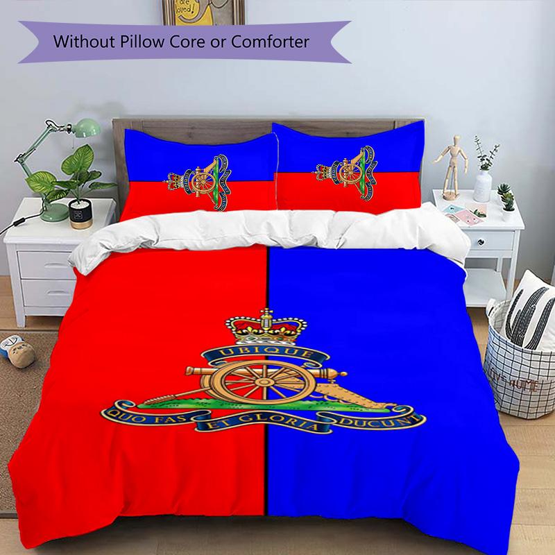 British Royal Artillery 3pcs Bedding Set Duvet Cover Closure Includes 1 Duvet Cover & 2 Pillowcases for All Seasons Bedroom Home Dorm Decor