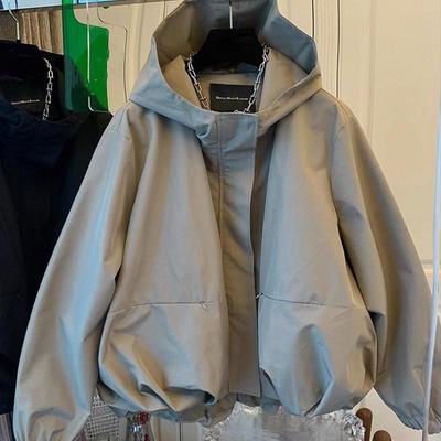 Damer Vår Höst Huvförsedd Kort Jacka Casual Dragsko Ficka Vindjacka Dragkedja Basic Jacka