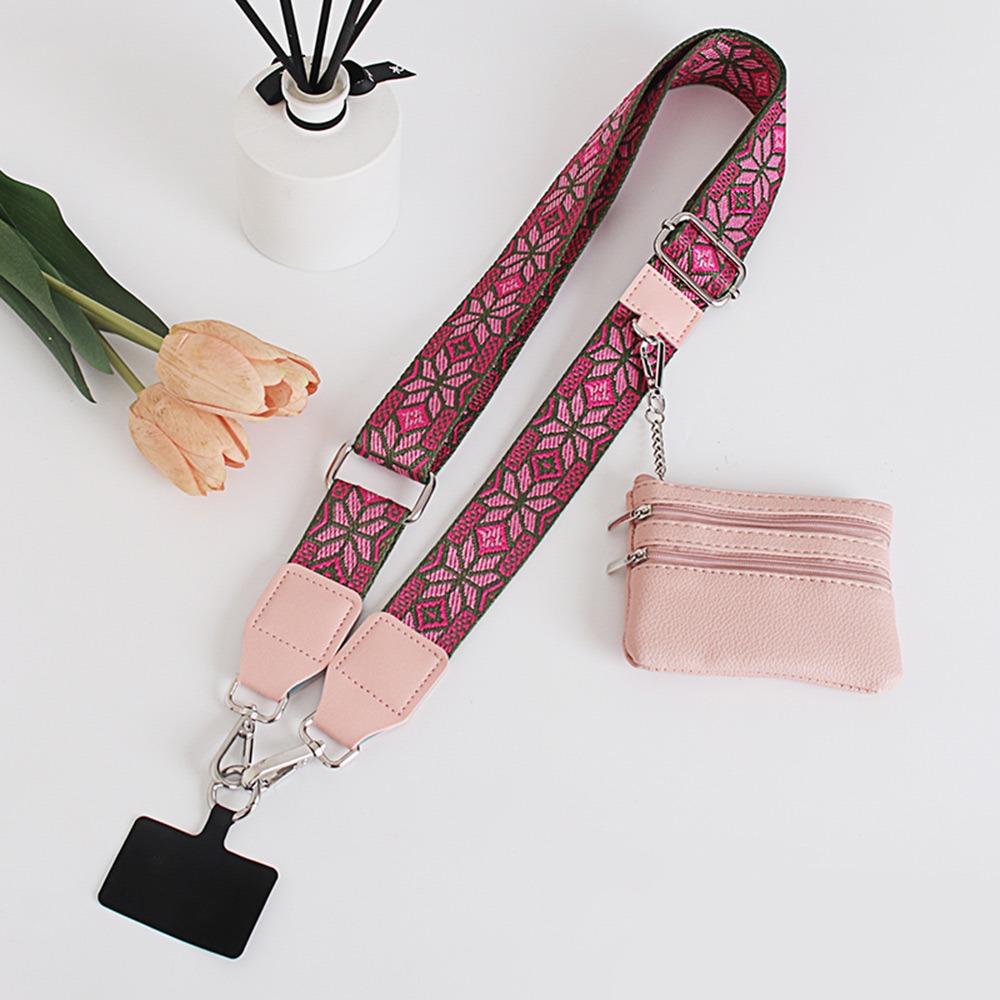

Multifunction Detachable Phone Strap Anti Loss with Zippered Pouch Clip and Go Strap Adjustable Phone Lanyard for Woman
