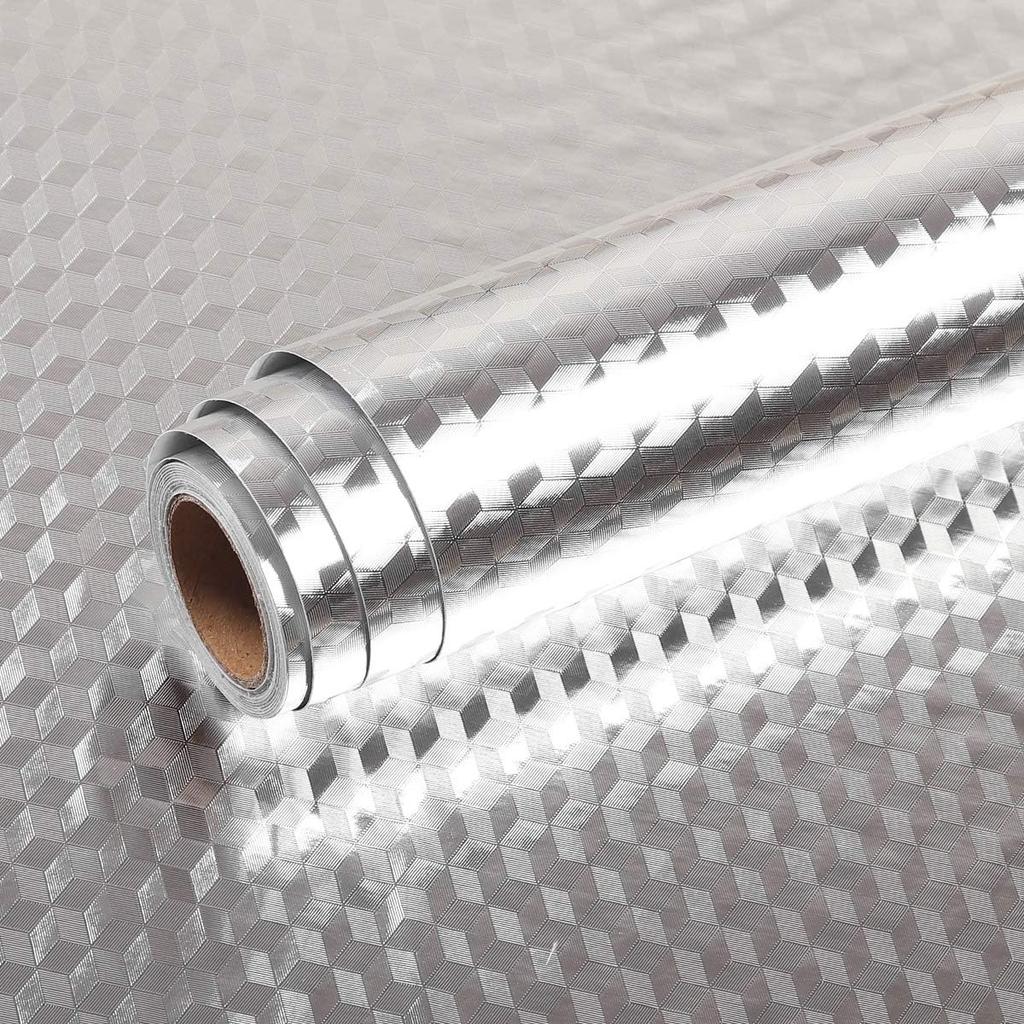 6M Modern Kitchen Oil-proof Self Adhesive Stickers Aluminum Foil Kitchen Stove Cabinet Self Adhesive Wall Sticker DIY Wallpaper