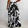 Women’s Loose Fit Printed Wide Leg Palazzo Pants with Elastic Waistband and Flowing Skirt Style Comfortable Design