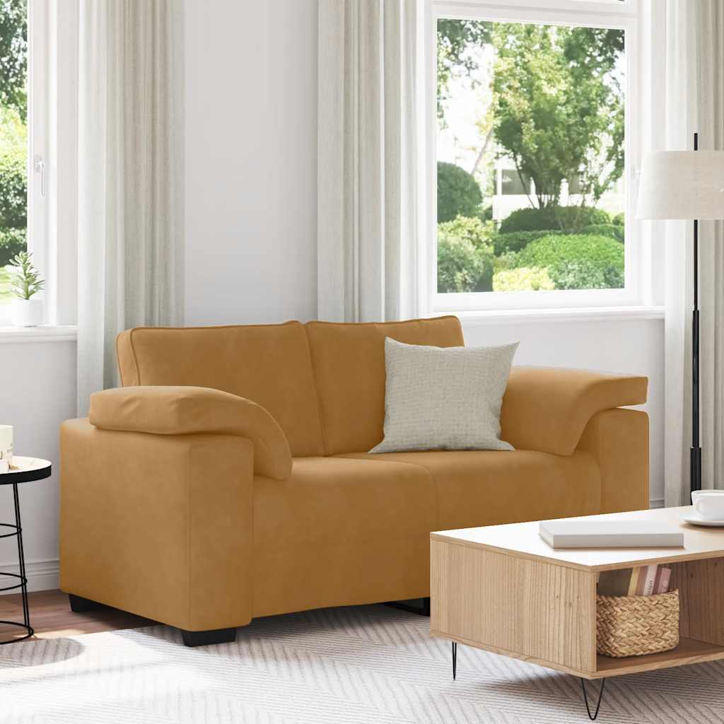 Two Seater Sofa Brown 160 x 77 x 82 cm Velvet