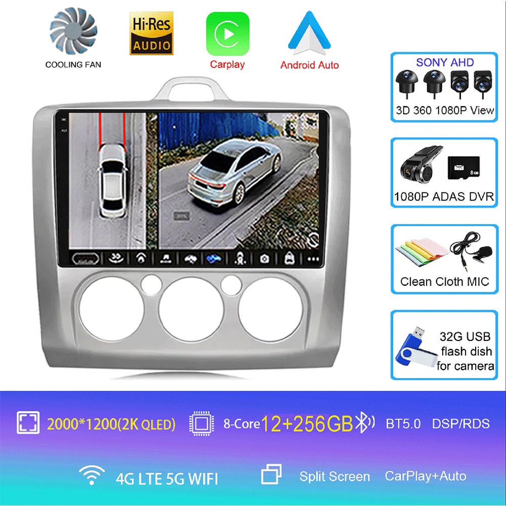 Android14 Carplay Auto For Ford Focus  Mk2 Mk3 2004 2005 2006 2007 - 2011 Multimedia Car Radio Player DSP WIFI+4G 2DIN Stereo