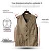Men's Plus Size Cotton V-Neck Fishing Vest – Middle-Aged & Elderly Casual Sleeveless Jacket