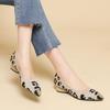 Pointed Toe Shallow Mouth Fabric Flat Bottom Women's Leopard Knitted Soft Bottom Large Shoes Size 34-43