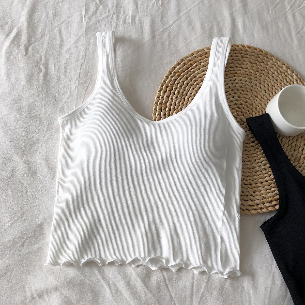 

Girls Solid Color Cropped Tank Top with Built-in Bra Pads - Versatile Inner or Outer Wear. One Size
