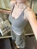 Women's Gray Halter Camisole: Summer Anti-Exposure, Underarm Coverage, Chest Padded, Inner or Outer Wear, Beautiful Back Design