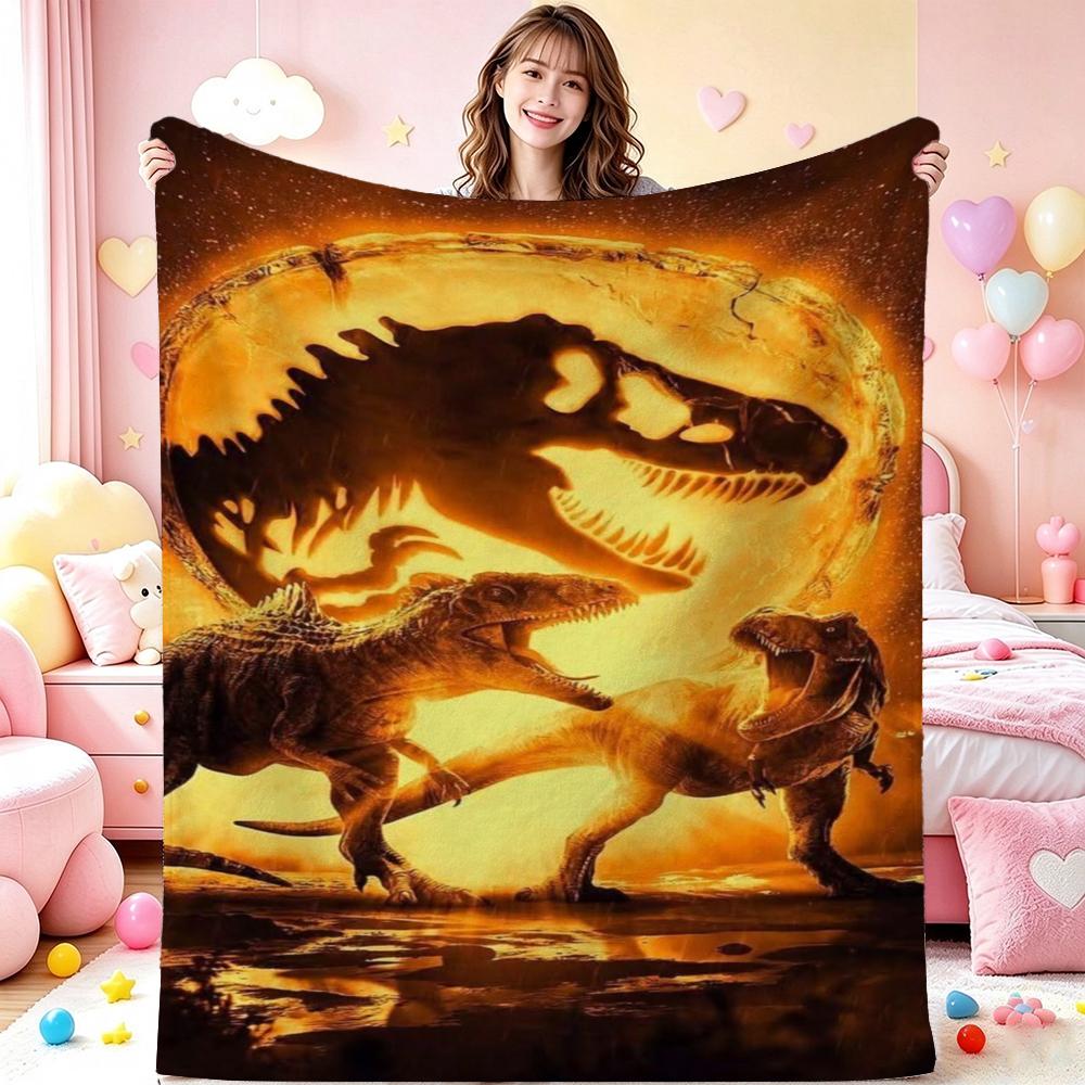 Jurassic World Dominion Theme Printed Blanket Skinfriendly Soft Fleece Blanket For Outdoor Travel Home Party Decor Holiday Gift