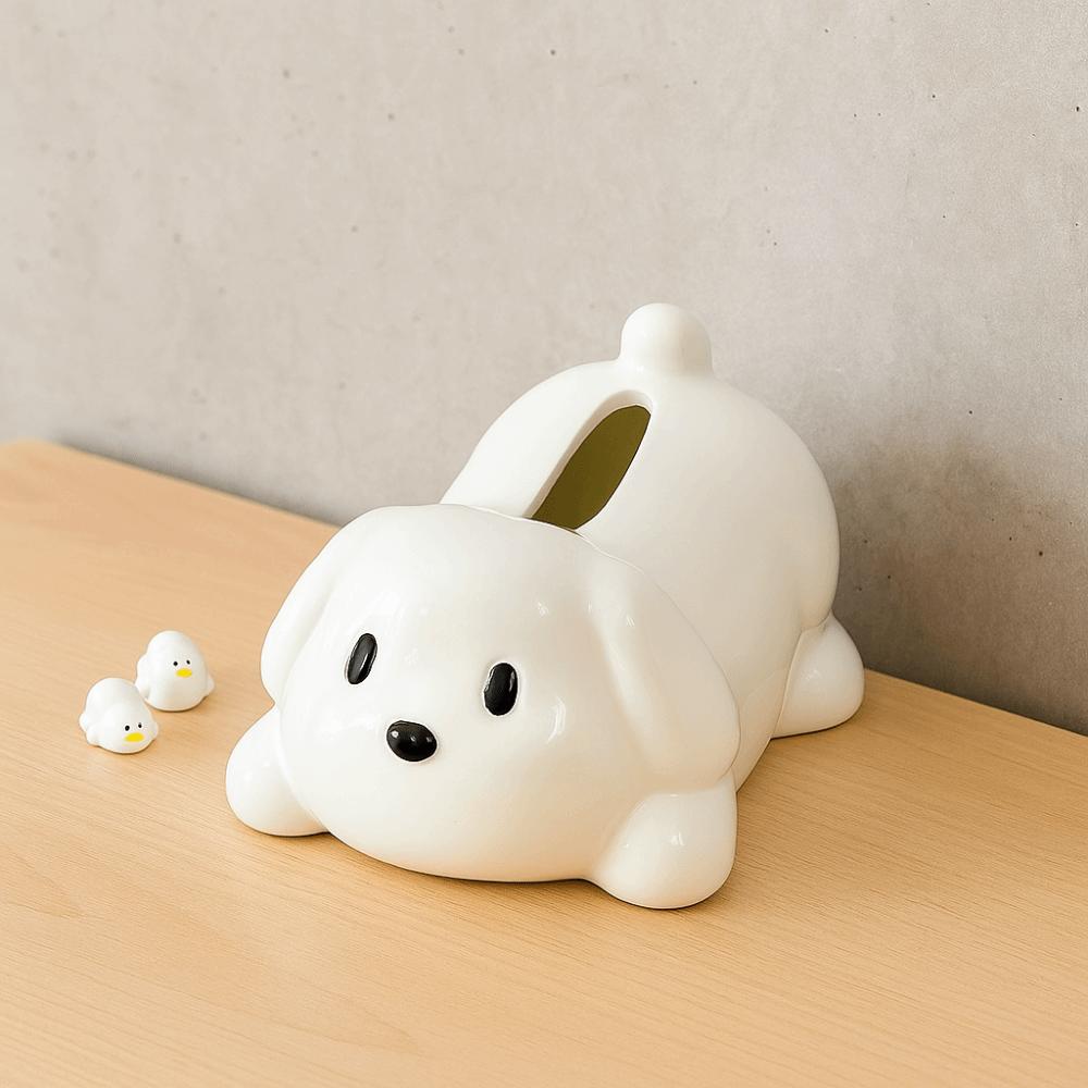 Cute Dog Tissue Box Ceramic Toilet Paper Box Animal Shape Napkin Holder  Bedside