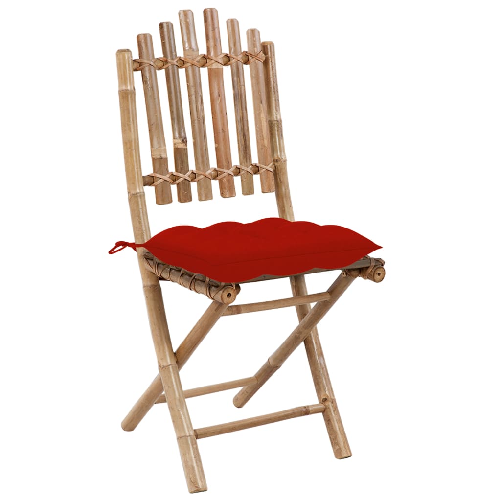 Folding Garden Chairs 2 Pcs with Cushions Bamboo