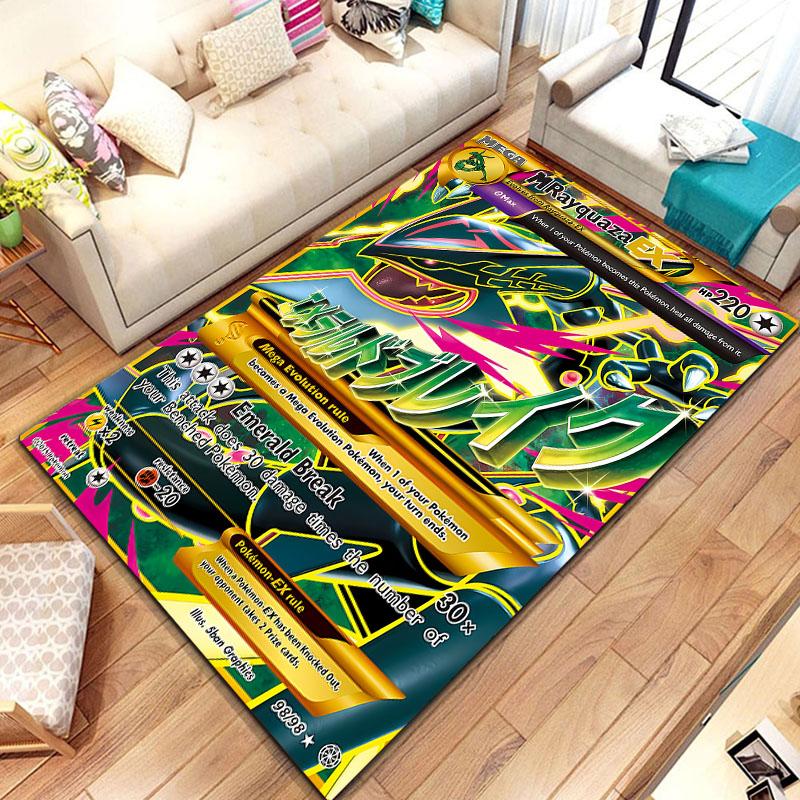 Pokemon Karten Serie Anime Poster Großer Teppich 3D Teppiche Zuhause für Wohnzimmer Kinderzimmer Sofa Fußmatte Dekor Kind Bodenteppich