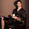 Men's Spring & Autumn Long Sleeve Ice Silk Pajama Robe - Mid-Length, High-End Feel