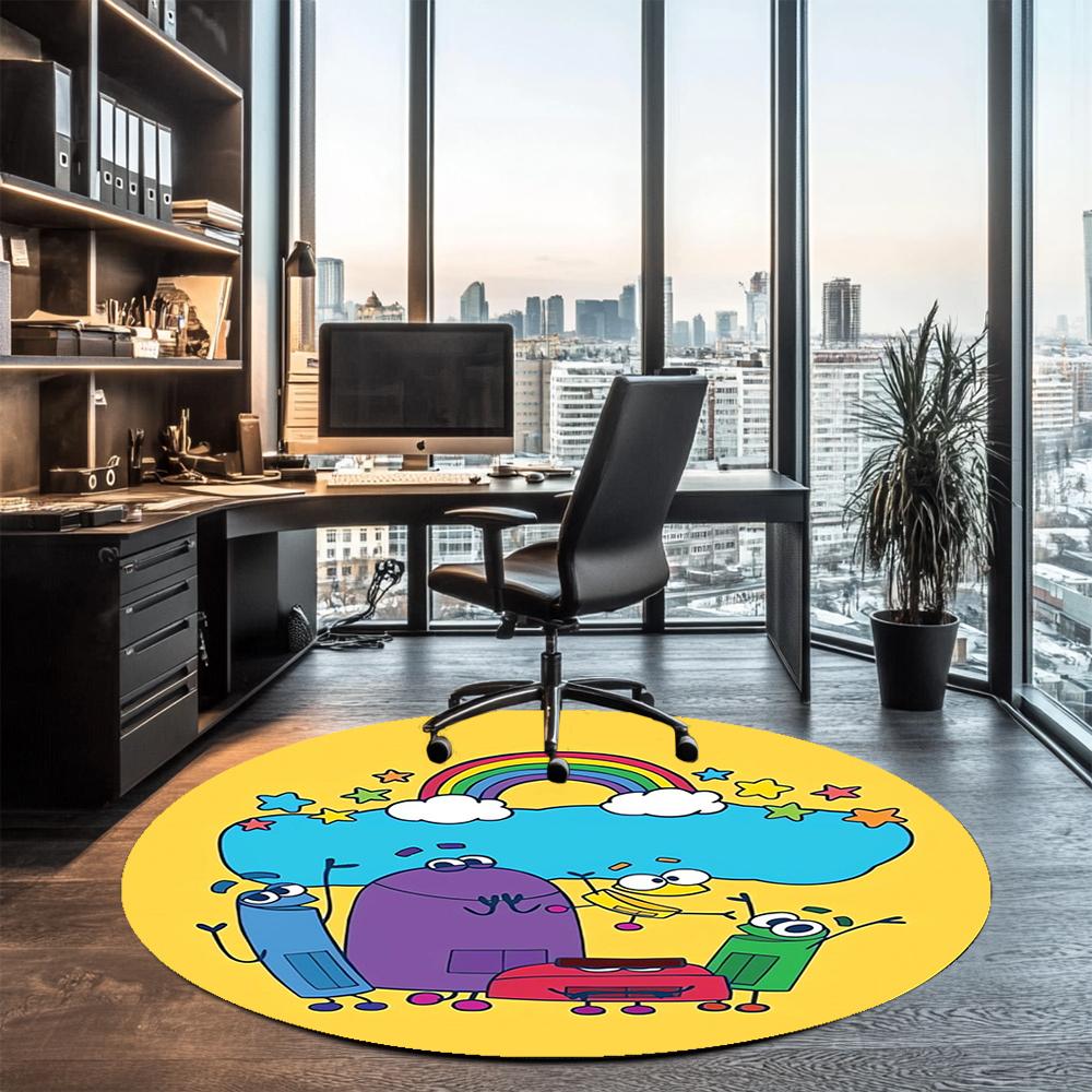 StoryBots Printed Round Rug Carpet Chair Rug Area Rug Entryway Doormats,for Office Chair Living Room Bedroom Kitchen Room.