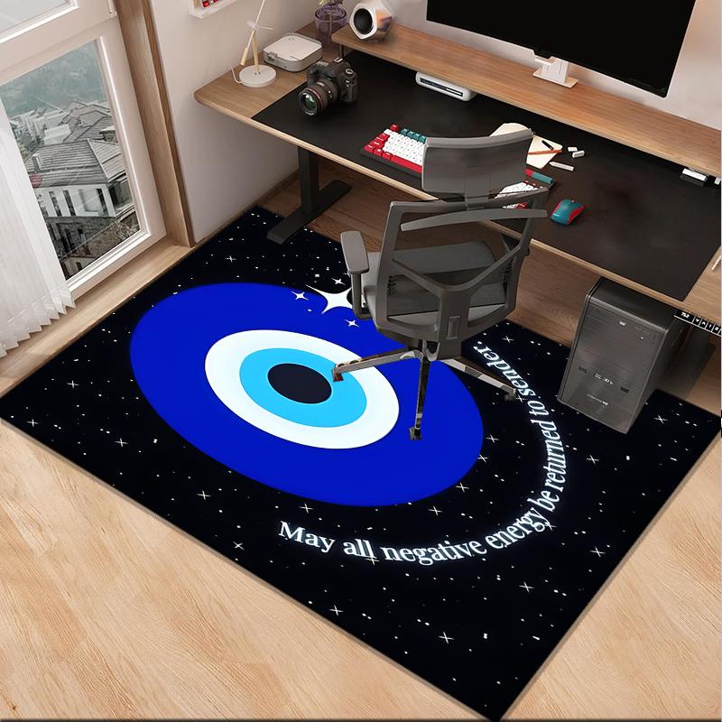 The Turkish Evil Eye Office Rug Chair Mat, Entryway Carpet, Suitable for Front Door, Bedroom, Living Room, Desk, Holiday Gift