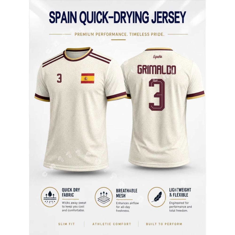 Tricou de Fotbal Stil Spaniol 2026 Vară Bărbați Elasticitate Ridicată Uscare Rapidă Tricou Fotbal Sporturi în Aer Liber Top Fan Tricou Familie Copii
