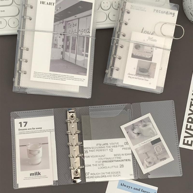 A6/A7 Clear Notebook Cover Binders Folder Three Fold Flip Binders Cover with Elastic Band for Paper Storage