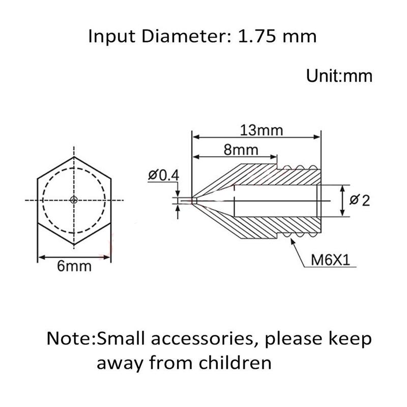 24pcs 3D Printer Extruder Mk8 Nozzles 0.2 0.3 0.4 0.5 0.6 0.8 1.0 Mm for Anet A8 Makerbot MK8 Creality CR-10 Ender 3 Ender 5