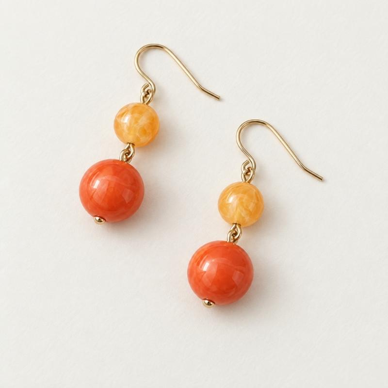 Beaded Necklace with Coordinated Drop Earrings, Double-Strand Layering, and Irregular Acrylic Beads Jewelry Set