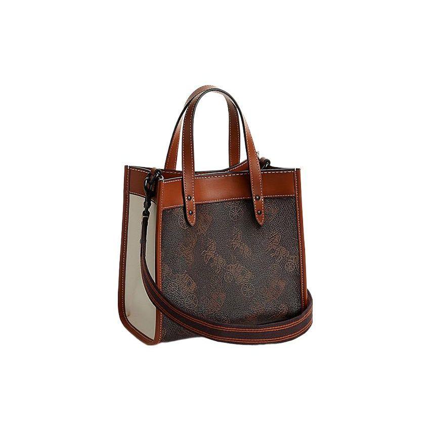 Coach Field 22 Classic Horse And Carriage Magnetic Snap Canvas And Leather Tote Bag Women Tote Bags Brown CM708-V5W9N