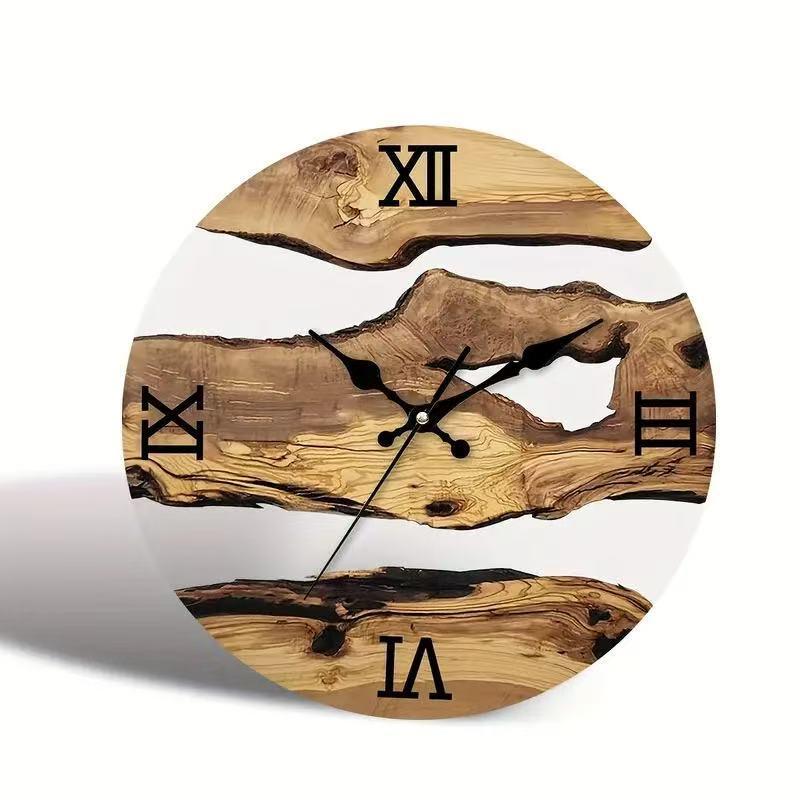 Nordic Minimalist Wood Grain Acrylic Silent Wall Clock for Living Room Decor